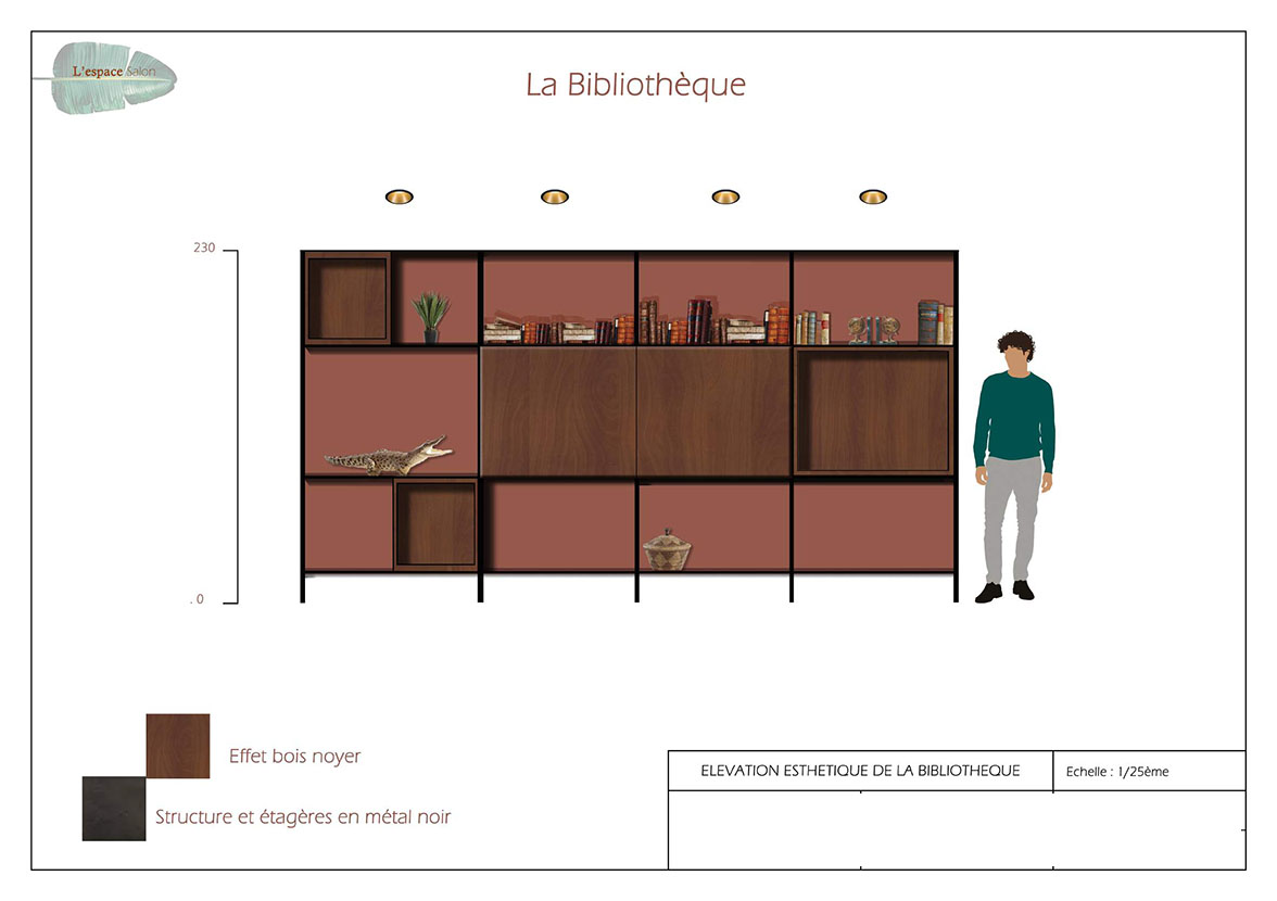 Agencement sur-mesure bibliothèque décoration intérieur