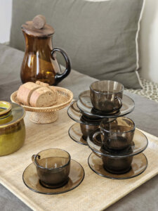 Lot de 6 tasses à café Vereco France "MESMIN"