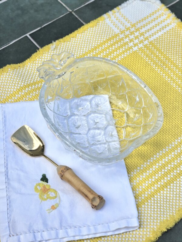 Service à fruit en verre ananas vintage