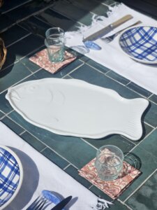 Plat de présentation forme poisson en porcelaine blanche "Barracuda"