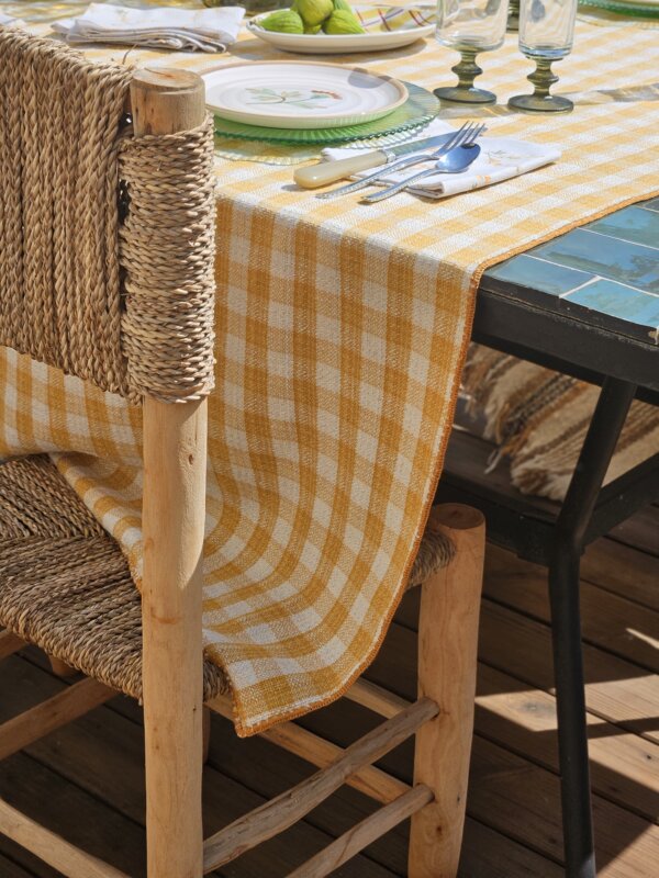 Nappe à carreaux vichy jaune vintage