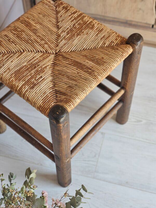 Tabouret paille vintage