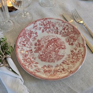 Ensemble de 4 Assiettes Plates – Décor Champêtre Made in Italy