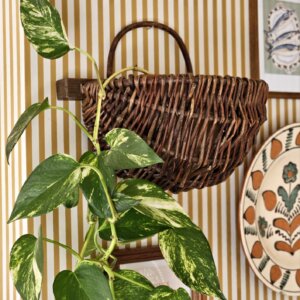 Panier mural en rotin tressé