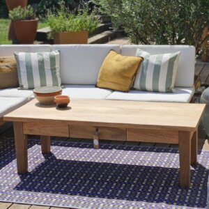 Table basse ancienne en bois massif - Pièce unique rénovée | LOUNA