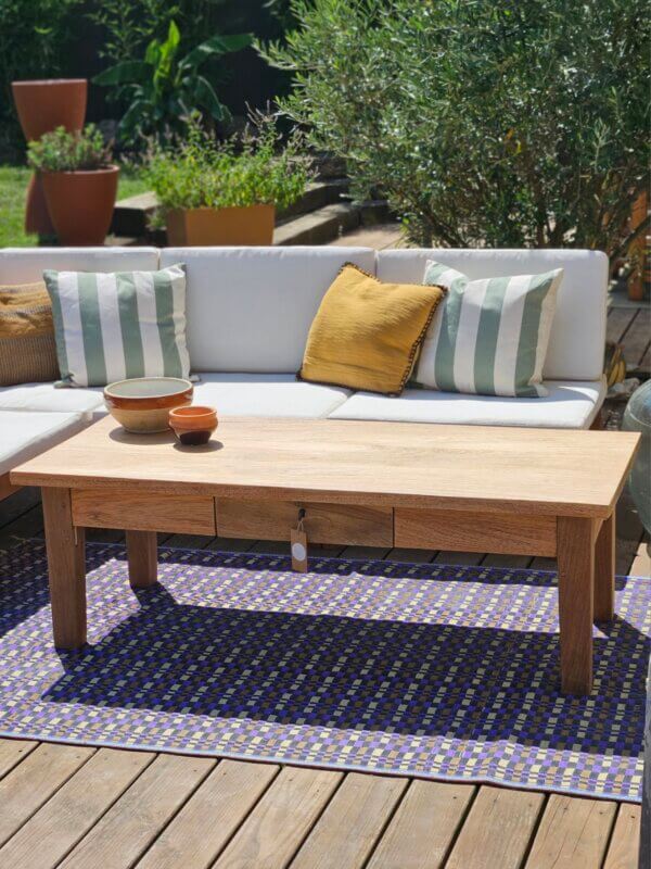 Table basse ancienne en bois massif - Pièce unique rénovée | LOUNA