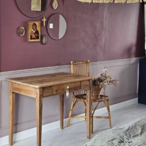 Table/Bureau ancien en noyer rénové | EMILE