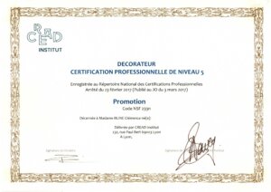 Diplôme officiel de décoration intérieure – École CREAD Lyon.