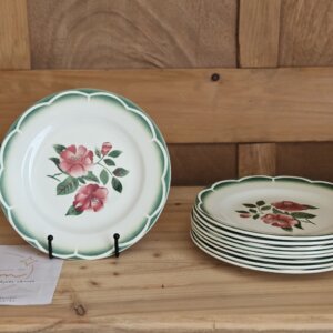 Lot de 8 assiettes à dessert Digoin & Sarreguemines – modèle “Mireille”