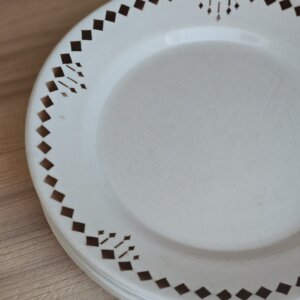 Lot de 8 assiettes plates Terre de Fer Clairefontaine | Modèle "Damier"