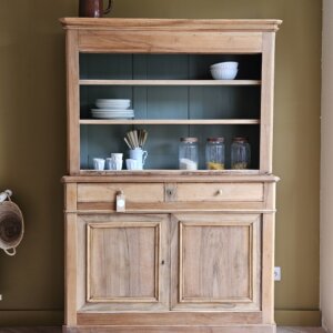 Vaisselier / buffet deux corps ancien en noyer rénové “Gustave”