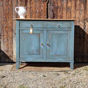 Buffet ancien rénové bleu patiné « Alexandre » | Les Trésors de Clem
