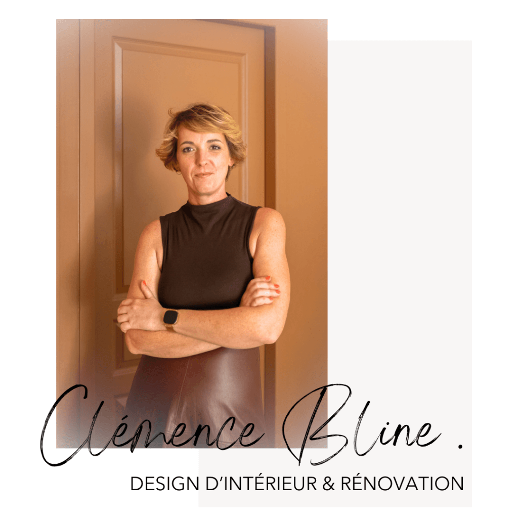 Clémence Bline, décoratrice d'intérieur spécialisée dans les projets de rénovation, d'aménagement et de décoration intérieure.